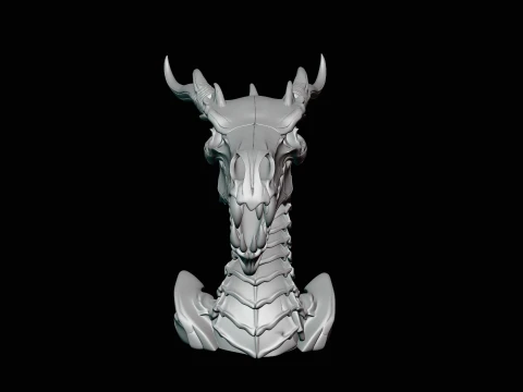 Dragon Skull Bust Statue Design 2 - 3D Print Model 3D Print Model