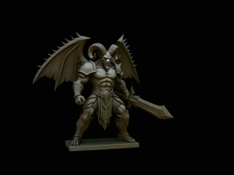 Winged Demon Knight Statue Design 1 - 3D Print Model 3D Print Model