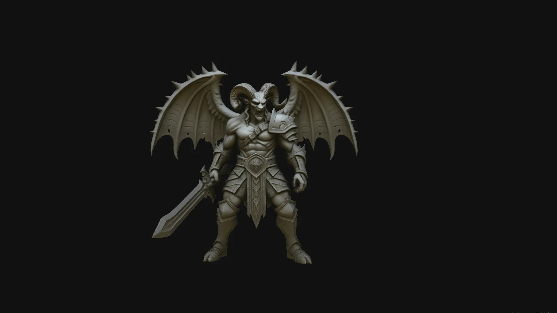 Winged Demon Knight Statue Design 2 - 3D Print Model 3D Print Model .c4d .max .obj .3ds .fbx .stl .blend