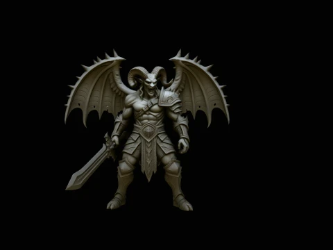 Winged Demon Knight Statue Design 2 - 3D Print Model 3D Print Model