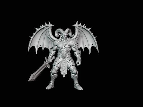 Winged Demon Knight Statue Design 2 - 3D Print Model 3D Print Model