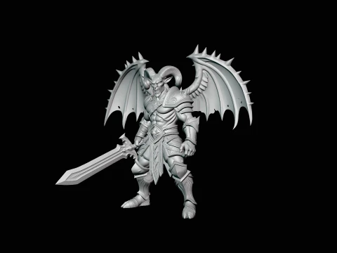 Winged Demon Knight Statue Design 2 - 3D Print Model 3D Print Model