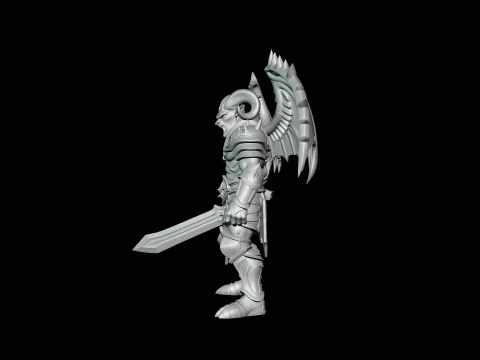 Winged Demon Knight Statue Design 2 - 3D Print Model 3D Print Model