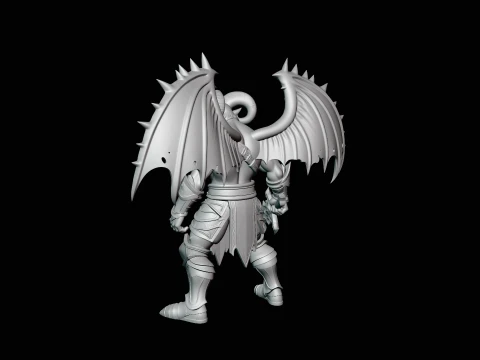 Winged Demon Knight Statue Design 2 - 3D Print Model 3D Print Model