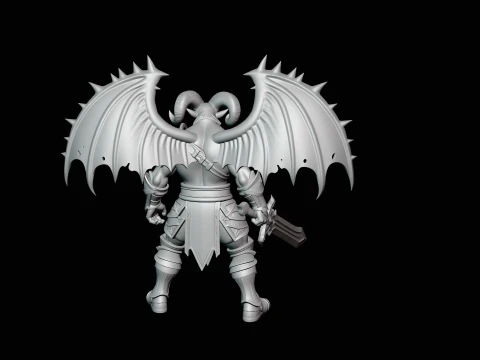 Winged Demon Knight Statue Design 2 - 3D Print Model 3D Print Model