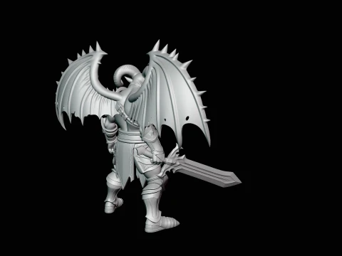 Winged Demon Knight Statue Design 2 - 3D Print Model 3D Print Model