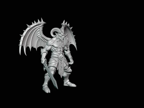Winged Demon Knight Statue Design 2 - 3D Print Model 3D Print Model
