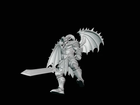 Winged Demon Knight Statue Design 2 - 3D Print Model 3D Print Model