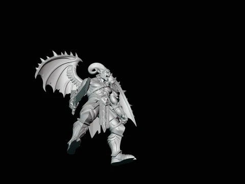 Winged Demon Knight Statue Design 2 - 3D Print Model 3D Print Model