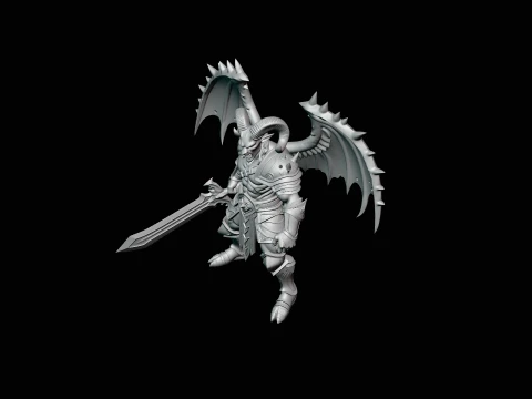 Winged Demon Knight Statue Design 2 - 3D Print Model 3D Print Model