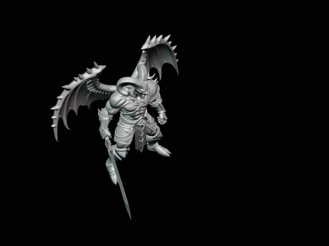 Winged Demon Knight Statue Design 2 - 3D Print Model 3D Print Model