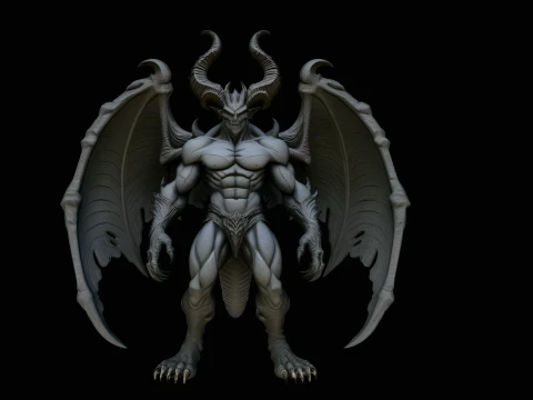 Winged Demon Lord Statue Design 1 - 3D Print Model 3D Print Model