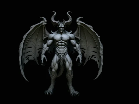 Winged Demon Lord Statue Design 2 - 3D Print Model 3D Print Model