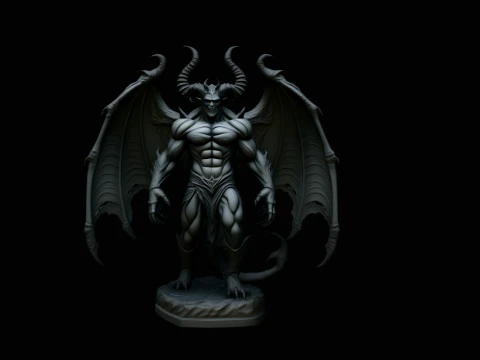 Winged Demon Lord Statue Design 3 - 3D Print Model 3D Print Model
