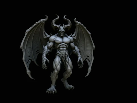 Winged Demon Lord Statue Design 4 - 3D Print Model 3D Print Model