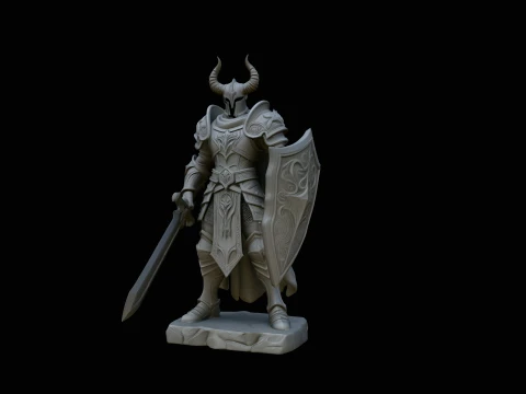 Dark Horned Knight Statue Design 5 - 3D Print Model 3D Print Model