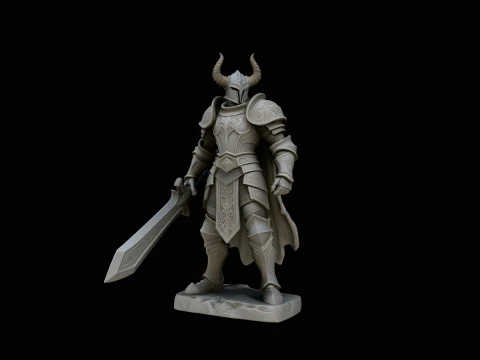 Dark Horned Knight Statue Design 6 - 3D Print Model 3D Print Model