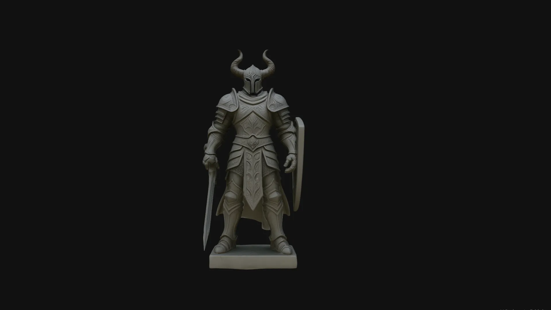 Dark Horned Knight Statue Design 7 - 3D Print Model 3D Print Model .c4d .max .obj .3ds .fbx .stl .blend 