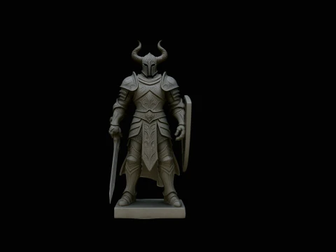 Dark Horned Knight Statue Design 7 - 3D Print Model 3D Print Model