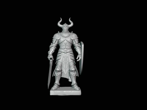 Dark Horned Knight Statue Design 7 - 3D Print Model 3D Print Model