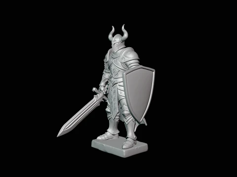 Dark Horned Knight Statue Design 7 - 3D Print Model 3D Print Model
