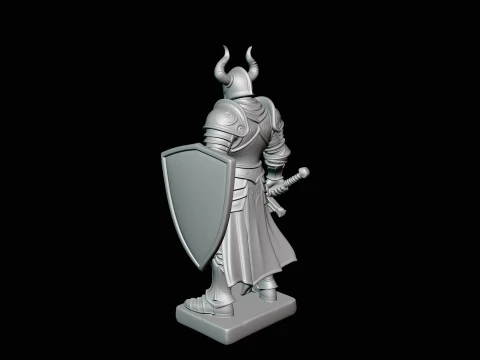 Dark Horned Knight Statue Design 7 - 3D Print Model 3D Print Model