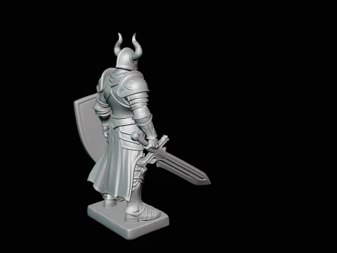 Dark Horned Knight Statue Design 7 - 3D Print Model 3D Print Model