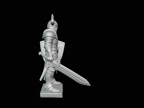 Dark Horned Knight Statue Design 7 - 3D Print Model 3D Print Model
