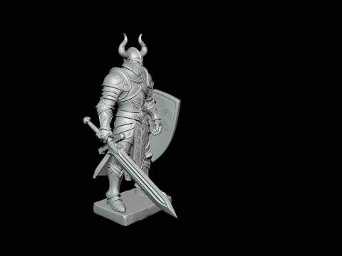 Dark Horned Knight Statue Design 7 - 3D Print Model 3D Print Model