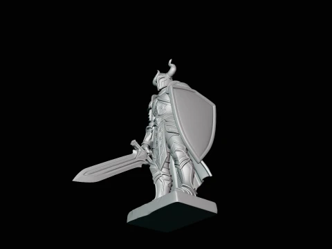 Dark Horned Knight Statue Design 7 - 3D Print Model 3D Print Model