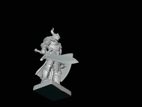 Dark Horned Knight Statue Design 7 - 3D Print Model 3D Print Model