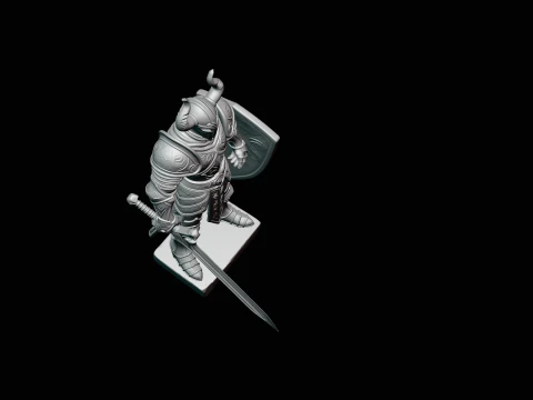 Dark Horned Knight Statue Design 7 - 3D Print Model 3D Print Model