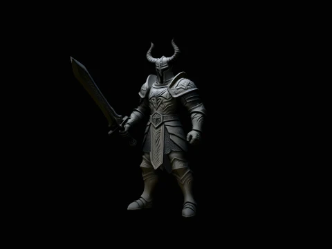 Dark Horned Knight Statue Design 8 - 3D Print Model 3D Print Model