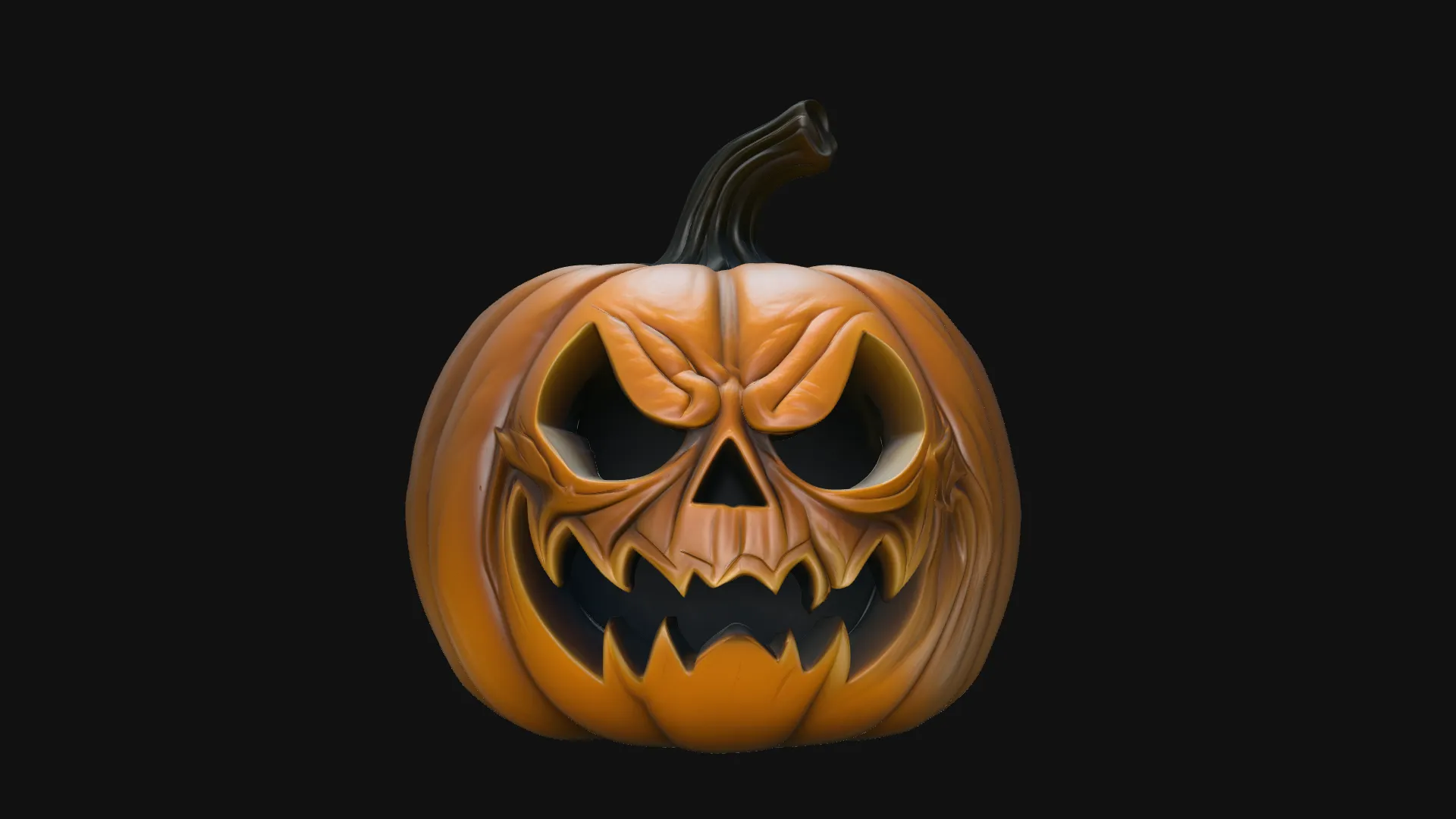 Skull Carved Pumpkin Statue Design 1 - 3D Print Model 3D Print Model .c4d .max .obj .3ds .fbx .stl .blend