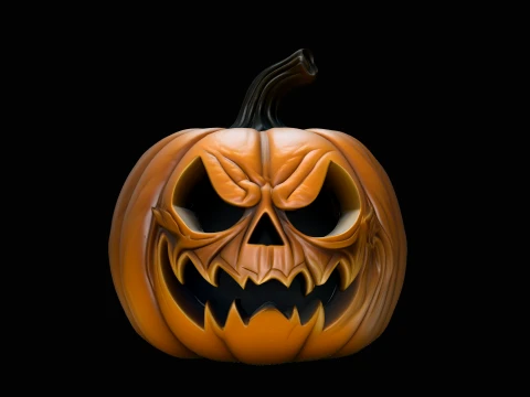Skull Carved Pumpkin Statue Design 1 - 3D Print Model 3D Print Model