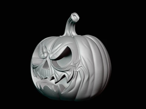 Skull Carved Pumpkin Statue Design 1 - 3D Print Model 3D Print Model