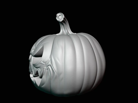 Skull Carved Pumpkin Statue Design 1 - 3D Print Model 3D Print Model