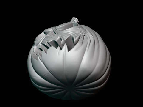 Skull Carved Pumpkin Statue Design 1 - 3D Print Model 3D Print Model