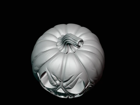 Skull Carved Pumpkin Statue Design 1 - 3D Print Model 3D Print Model