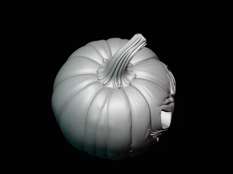 Skull Carved Pumpkin Statue Design 1 - 3D Print Model 3D Print Model