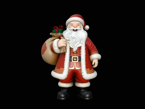 Santa Claus with Gift Sack Statue Design 1 - 3D Print Model 3D Print Model