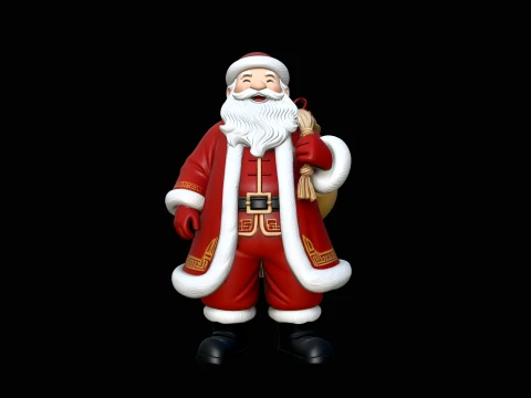 Santa Claus with Gift Sack Statue Design 2 - 3D Print Model Modelo de Impressão 3D