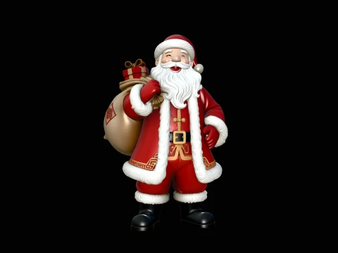 Santa Claus with Gift Sack Statue Design 3 - 3D Print Model Modelo de Impressão 3D
