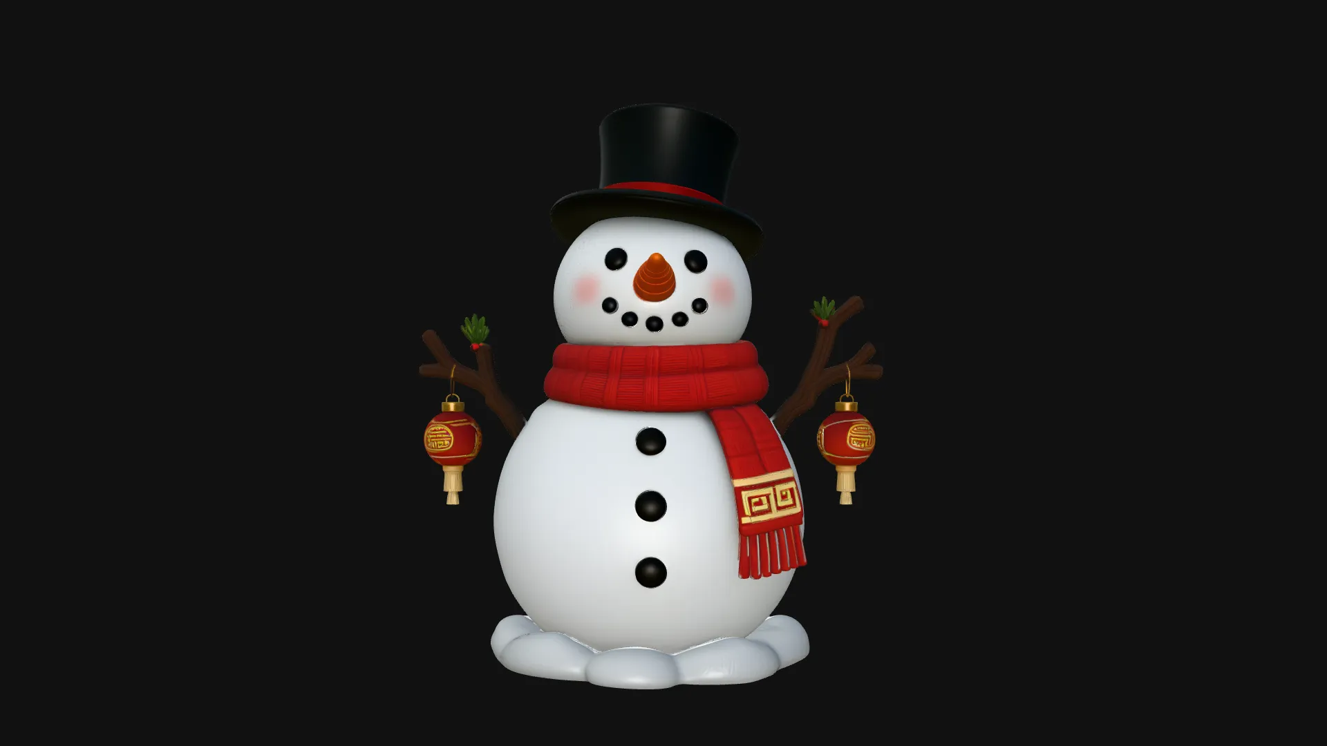 Snowman with Lanterns Statue Design 2 - 3D Print Model 3D Print Model .c4d .max .obj .3ds .fbx .stl .blend 