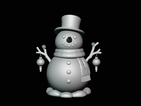 Snowman with Lanterns Statue Design 2 - 3D Print Model 3D Print Model