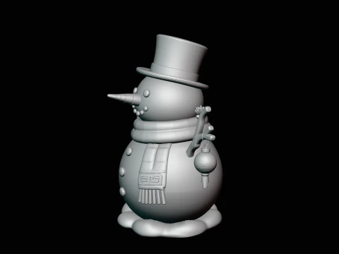 Snowman with Lanterns Statue Design 2 - 3D Print Model 3D Print Model