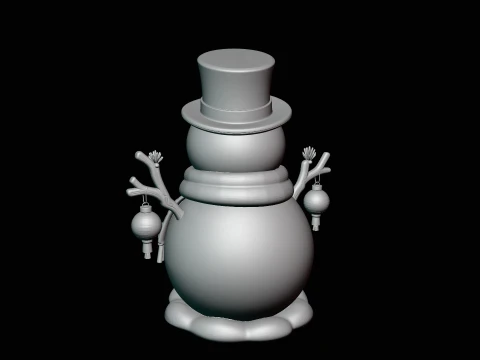 Snowman with Lanterns Statue Design 2 - 3D Print Model 3D Print Model