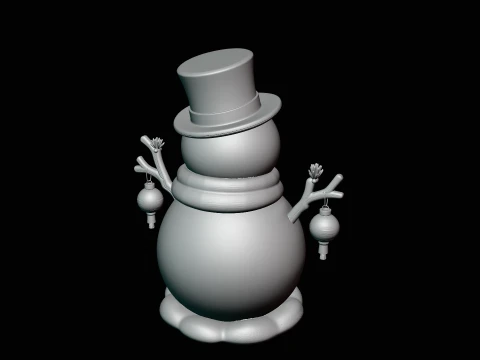 Snowman with Lanterns Statue Design 2 - 3D Print Model 3D Print Model