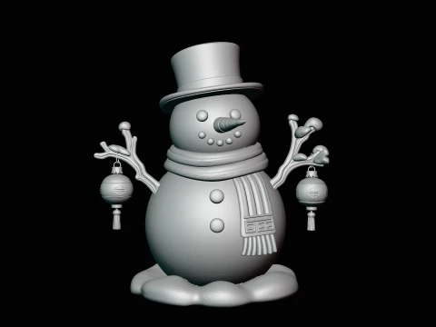 Snowman with Lanterns Statue Design 4 - 3D Print Model 3D Print Model