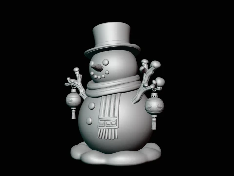 Snowman with Lanterns Statue Design 4 - 3D Print Model 3D Print Model
